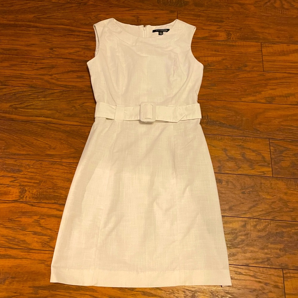 Pretty White Belted Dress by Sharagano